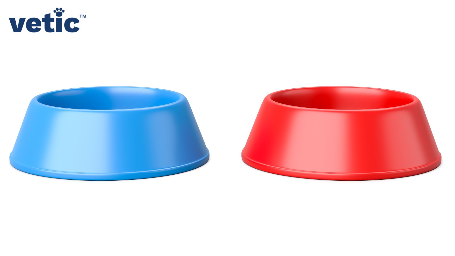 Two plastic bowls kept side by side, like made of melamine - one red and one blue. Both are broader at the bottom with anti-skid properties.